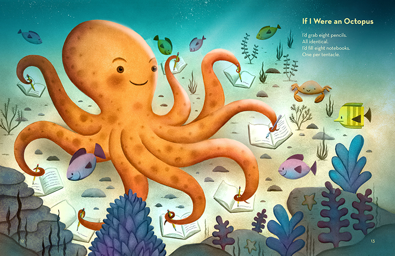 Spread from Write! Write! Write! of an octopus