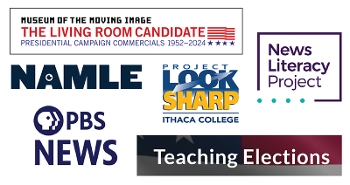 logos of orgs that provide free media literacy and voting resources