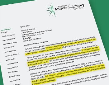 Excerpt from IMLS letter to the director with highlighted text